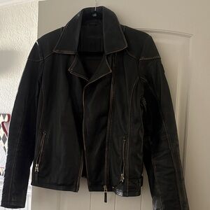Like New Mauritius Black Leather Motorcycle  Jacket for women (unisex)